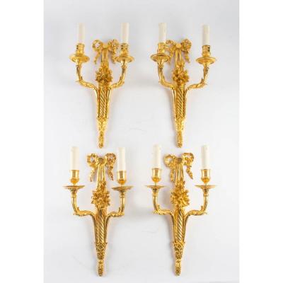 A Set Of Four Light Walls In Louis XVI Style.