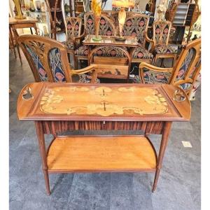 Table Servante Majorelle Art Nouveau "Cyclamens "
