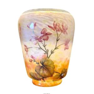 Daum Nancy Vase "with Lunar Flowers"