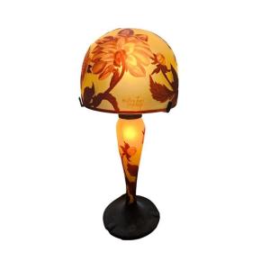 Muller Frères Lunéville Art Nouveau Mushroom Lamp "dahlias"