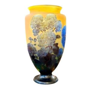 Emile Gallé Monumental Art Nouveau Vase "hydrangeas"