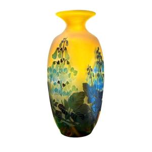 Emile Gallé Art Nouveau Vase "blue Foxglove"
