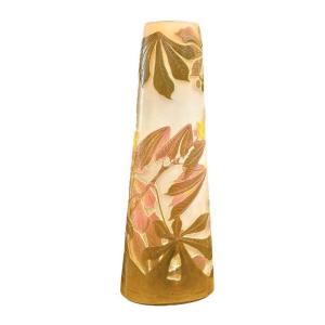 Emile Gallé Large Art Nouveau Vase "chestnut Leaves"