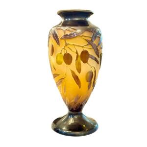 Gallé Art Nouveau Vase "with Olives"
