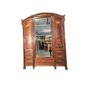 Art Nouveau Wardrobe From The Nancy School "aux Roses"