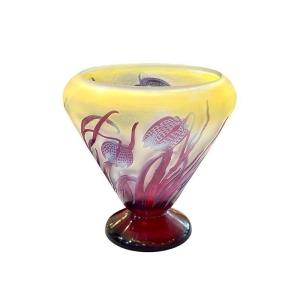 Emile Gallé Art Nouveau Vase "fritillaries Guinea Fowl"