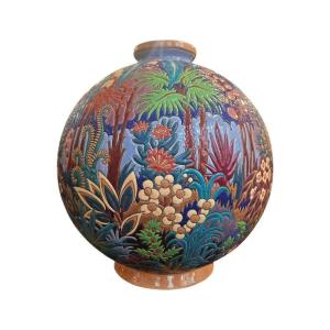 Longwy "colonial" Ball Vase