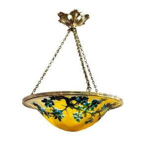 Emile Gallé Art Nouveau Illuminated Basin "prunus"