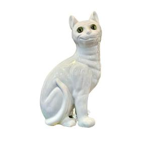 Emile Gallé Sitting Cat In Art Nouveau Ceramic