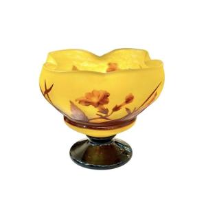 Daum Nancy Art Nouveau Bowl "tobacco Flowers"