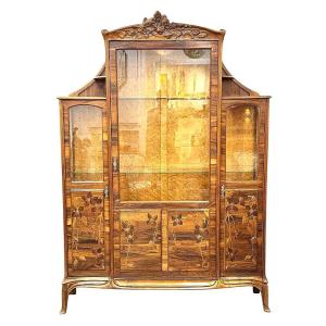 Camille Gauthier Art Nouveau Marquetry Display Case "clematis"