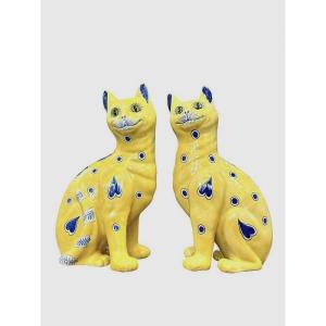 Emile Gallé Pair Of Art Nouveau Cats