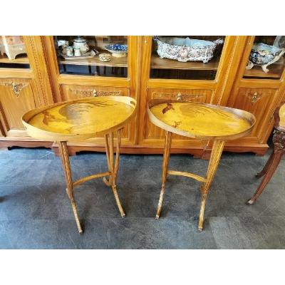 Emile Gallé Pair Of Art Nouveau Serving Tables