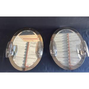 Pair Of Oval Glass Mirrors