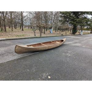 Large Canoe Chauvière Era 1900 + 5 Pair Of Paddle