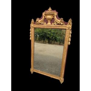 18th Century Mirror, Pediment, Vase And Cornucopia 