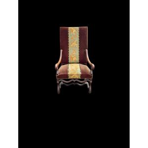 17th Century Sheep Bone Armchair With Petit Point Tapestry 