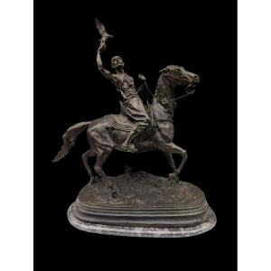Pierre-jules Mêne 1810-1879 Arabian Falconer On Horseback