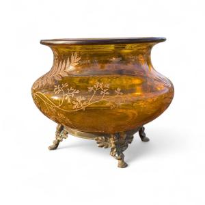 Baccarat Cup With Bronze Mount And Baccarat Stamp 