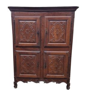 Two-part Buffet With Four Doors, 18th Century, In Fruitwood