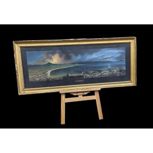 Large Panoramic Neapolitan Gouache, 19th Century