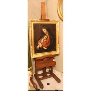 Oil On Canvas, Virgin And Child With Frame, 18th Century 