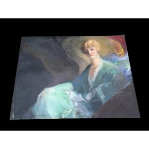 Portrait Of An Elegant Woman – Oil On Canvas – Art Deco Period