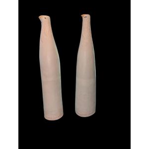 Pair Of Ceramic Bottles Signature To Decipher