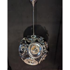 Imposing And Rare Space Age Chandelier 70 Chrome Sputnik Model