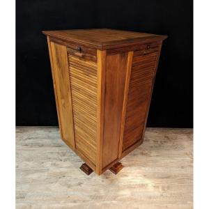 Revolving Bookcase With Four Curtains In Walnut