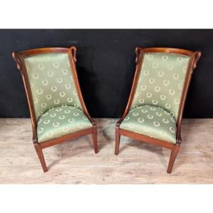 Pair Of Empire Style Mahogany Fireside Chairs