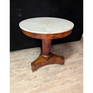 Empire Mahogany And Marble Pedestal Table