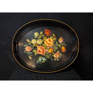 Large Oval Tray In Painted Sheet Metal, Napoleon III Style