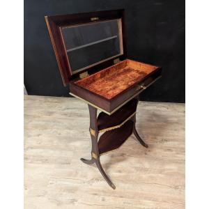 Louis XVI Style Display Table In Mahogany And Gilded Brass