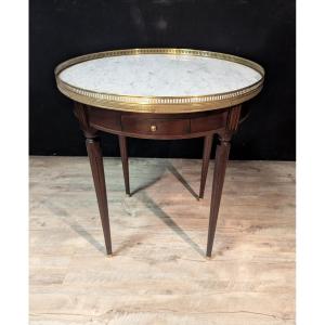 Mahogany Bouillotte Table, Marble Top