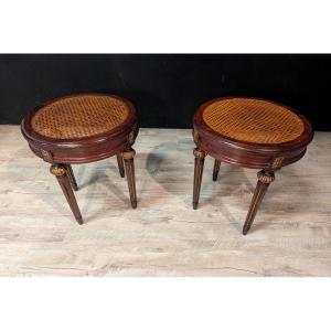 Pair Of Louis XVI Style Stools With Cane Seats
