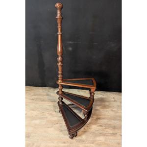Mahogany Spiral Library Staircase