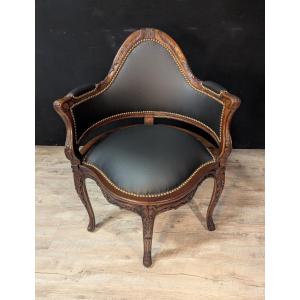 Louis XV Style Armchair, Couillard Type, 19th Century