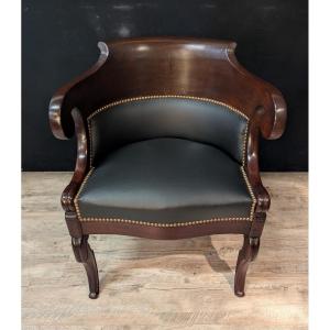 Empire Period Mahogany Armchair With A Scroll Arm