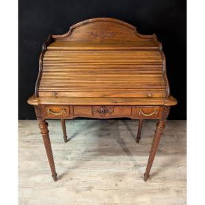 Louis XVI Style Roll-top Desk In Walnut