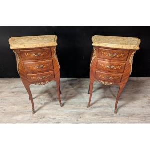Pair Of Louis XV Style Curved Bedside Tables