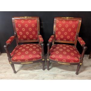 Pair Of Empire Mahogany Armchairs