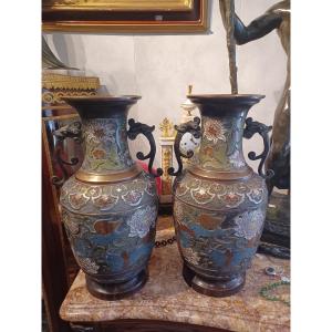 Cloisonne Bronze Vase, Japan XIX, Signature Cartridge