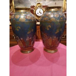 Pair Of Cloisonné Vases, XIXth