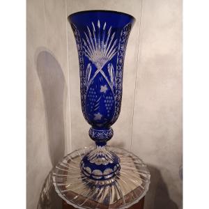 Blue Bohemian Crystal Vase