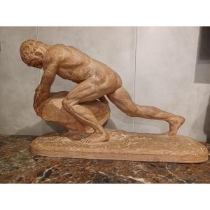Sculpture “stone Pusher” Henri Bargas