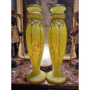 Legras, Pair Of Vases