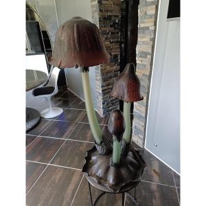 Large "coprin" Lamp, Gallé Style
