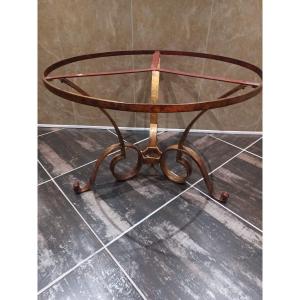 Coffee Table By Raymond Subes, Wrought Iron Base