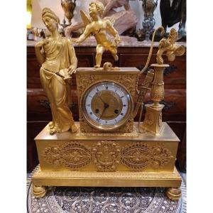 Empire Period Gilt Bronze Clock
